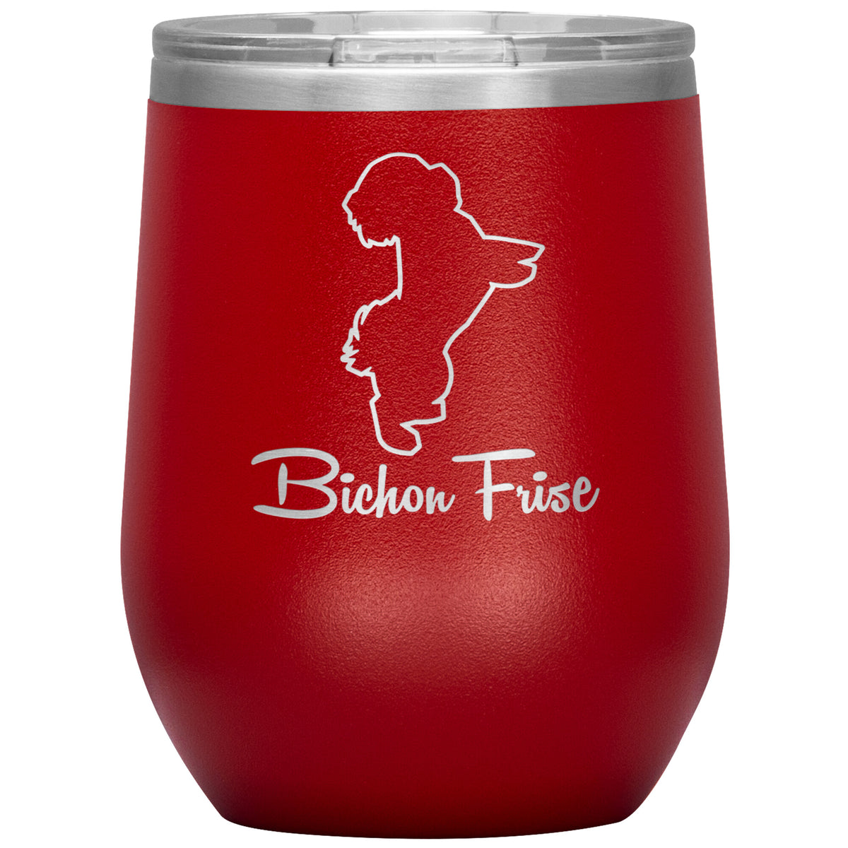 Bichon Frise Dog Outlined Silhouette 12oz Wine Insulated Tumbler