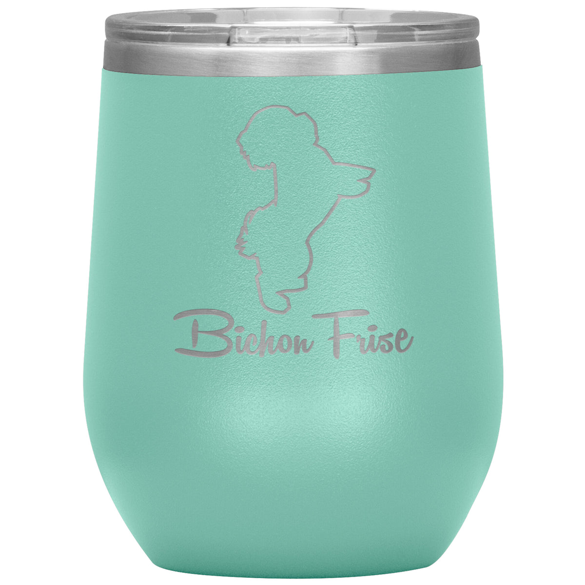 Bichon Frise Dog Outlined Silhouette 12oz Wine Insulated Tumbler