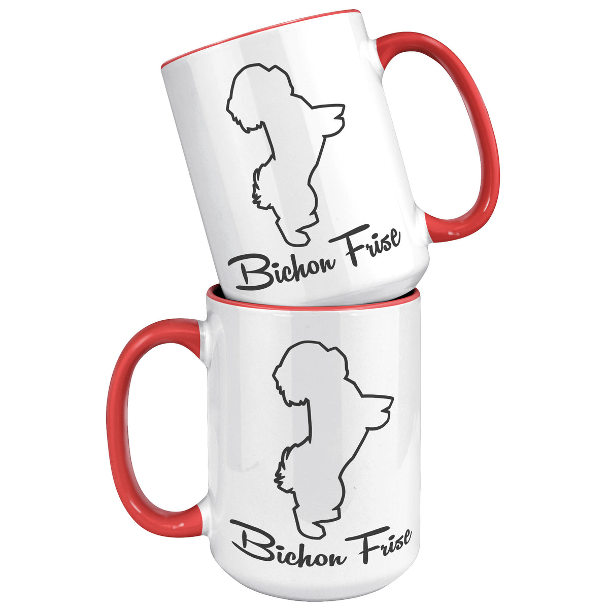 Bichon Frise Dog Outlined Silhouette 15oz Accent Mug