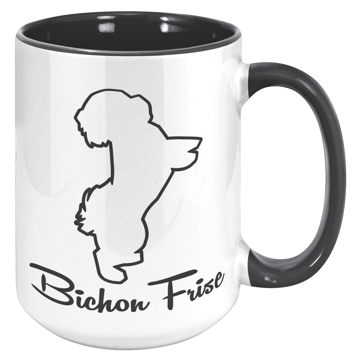 Bichon Frise Dog Outlined Silhouette 15oz Accent Mug