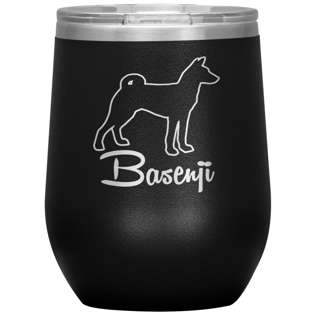 Basenji Dog Outlined Silhouette 12oz Wine Insulated Tumbler
