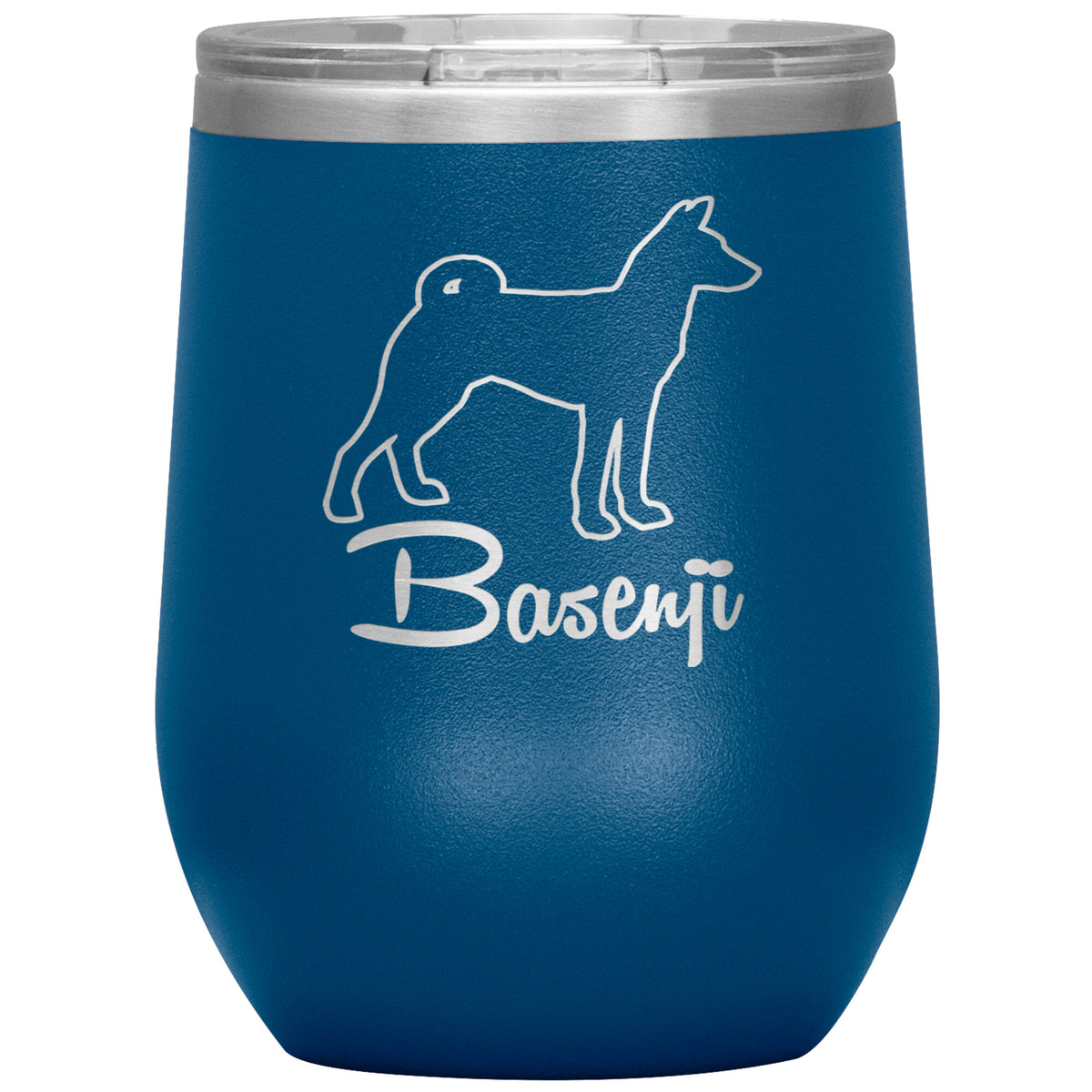 Basenji Dog Outlined Silhouette 12oz Wine Insulated Tumbler