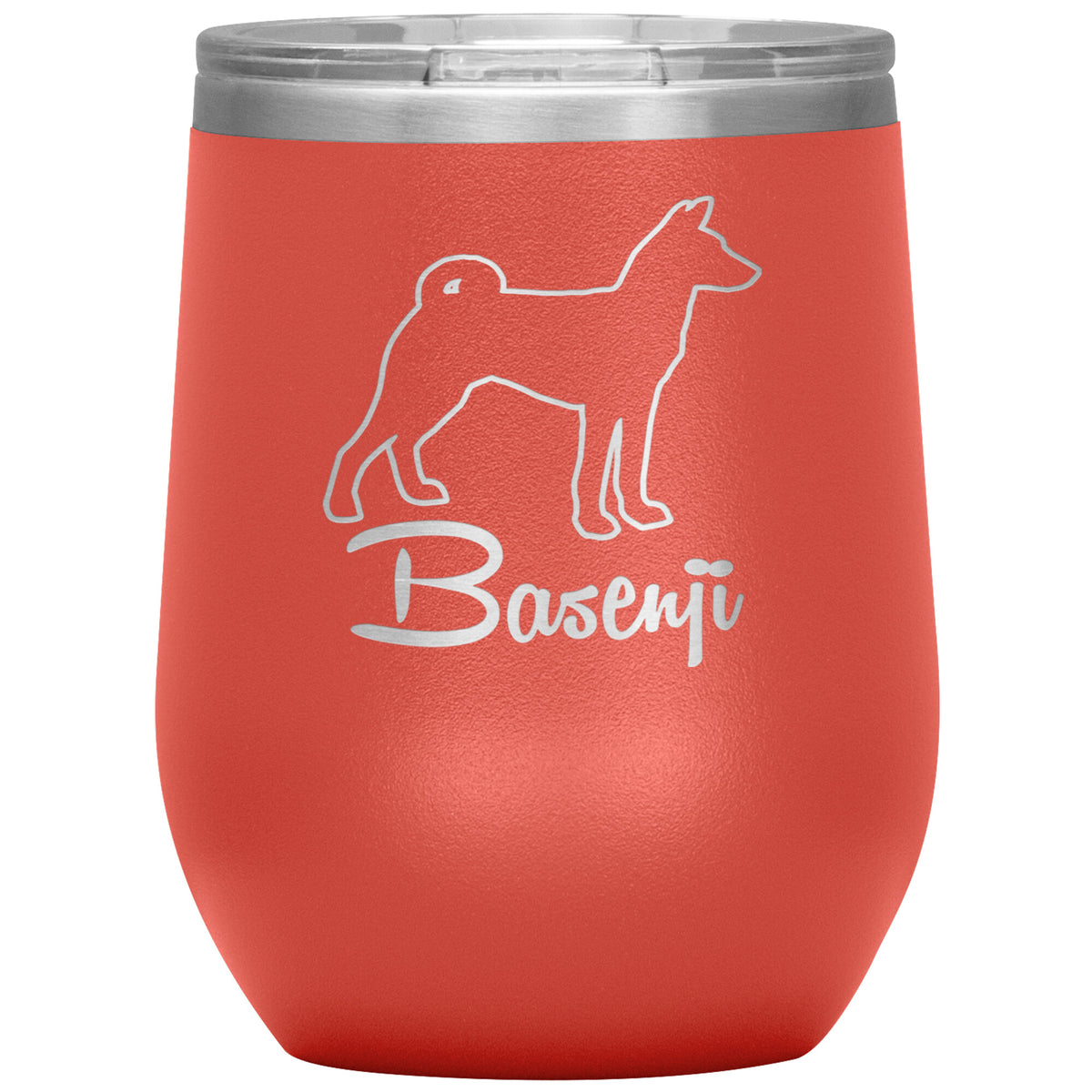 Basenji Dog Outlined Silhouette 12oz Wine Insulated Tumbler