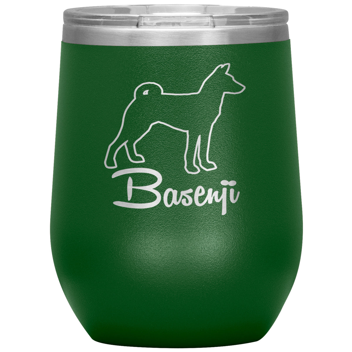 Basenji Dog Outlined Silhouette 12oz Wine Insulated Tumbler