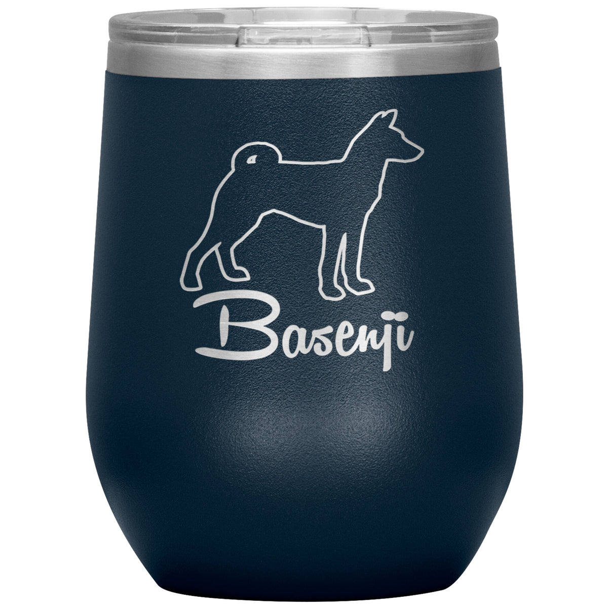 Basenji Dog Outlined Silhouette 12oz Wine Insulated Tumbler