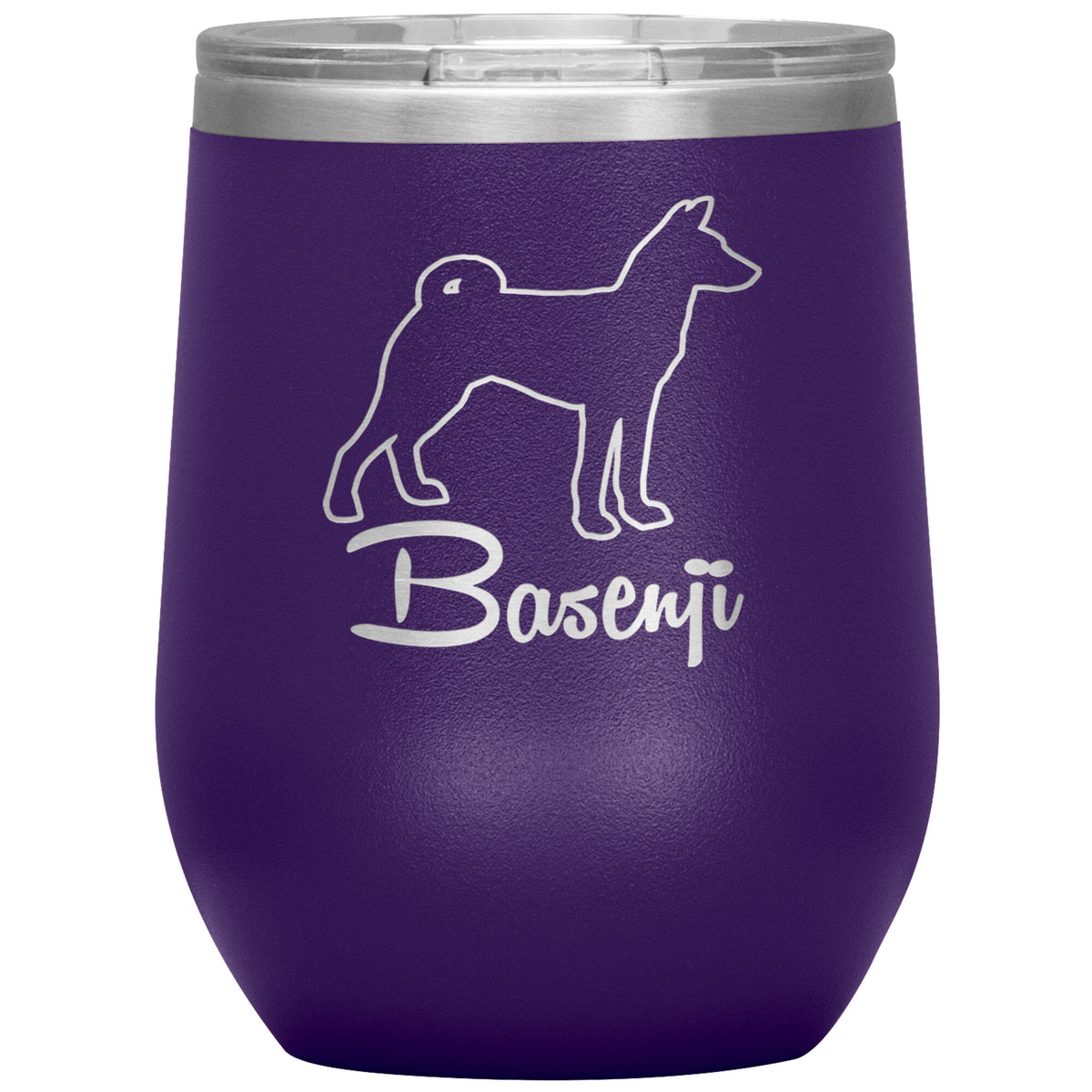 Basenji Dog Outlined Silhouette 12oz Wine Insulated Tumbler