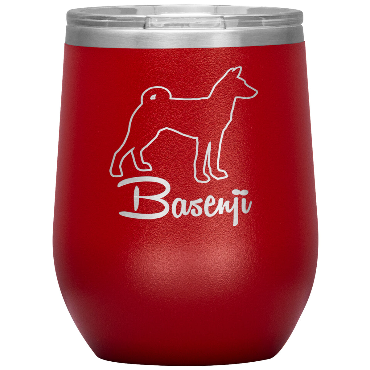 Basenji Dog Outlined Silhouette 12oz Wine Insulated Tumbler