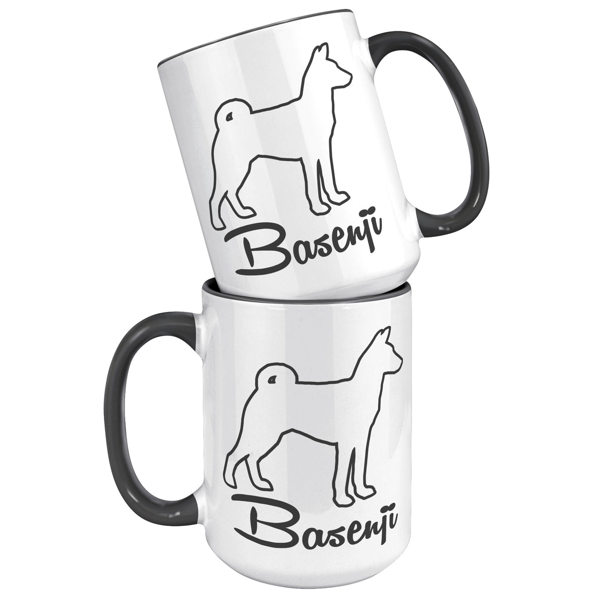 Basenji Dog Outlined Silhouette 15oz Accent Mug