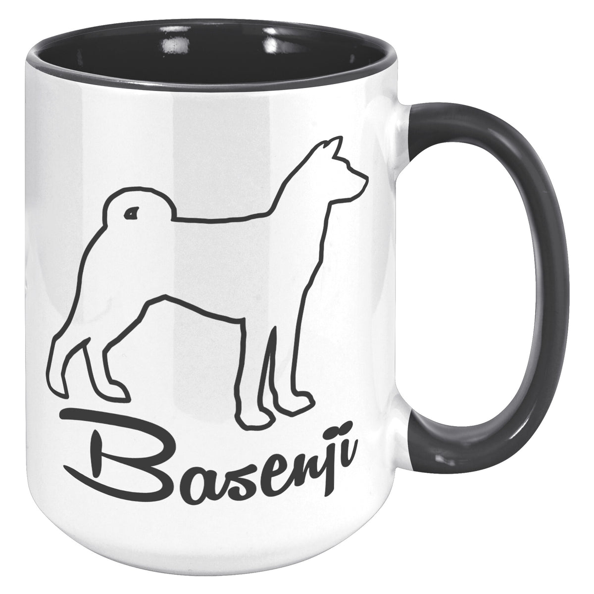 Basenji Dog Outlined Silhouette 15oz Accent Mug