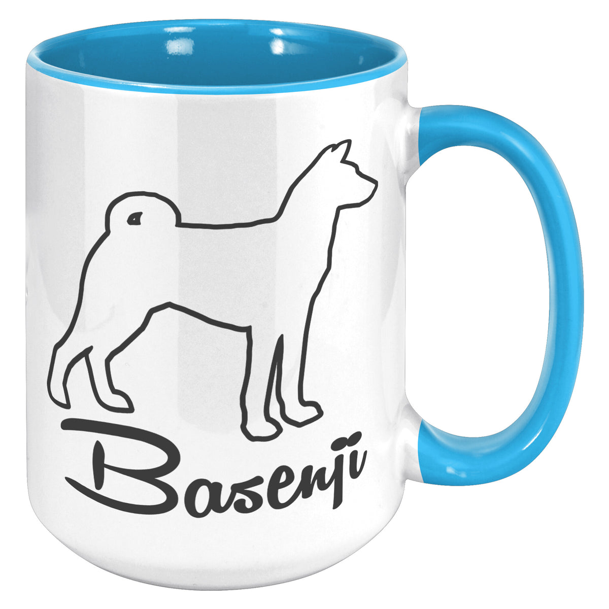 Basenji Dog Outlined Silhouette 15oz Accent Mug