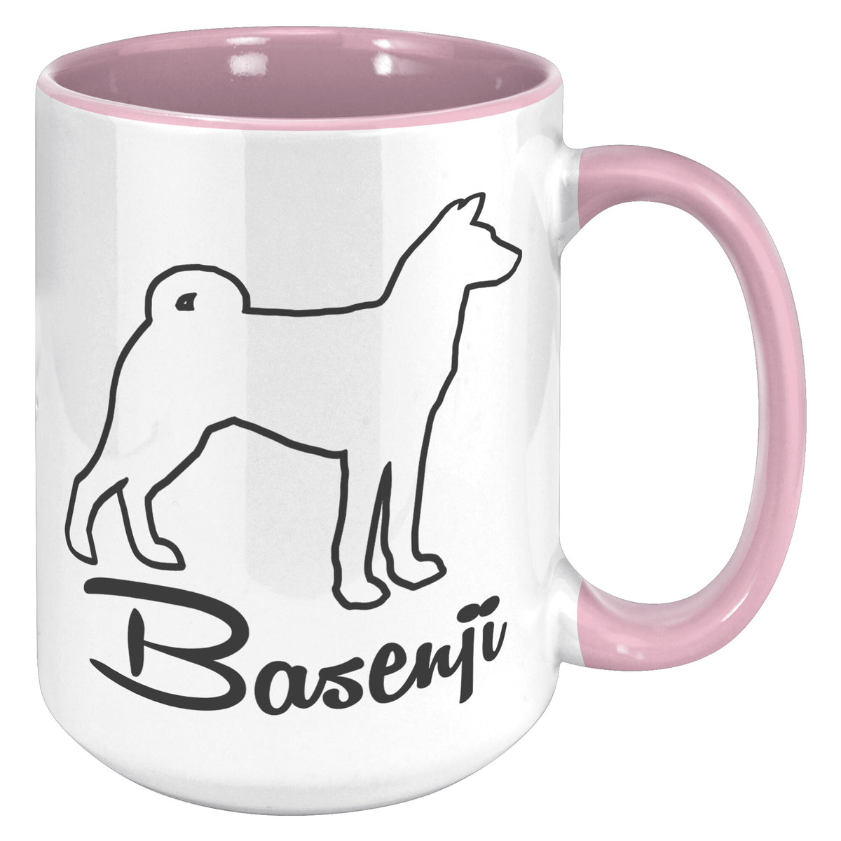 Basenji Dog Outlined Silhouette 15oz Accent Mug