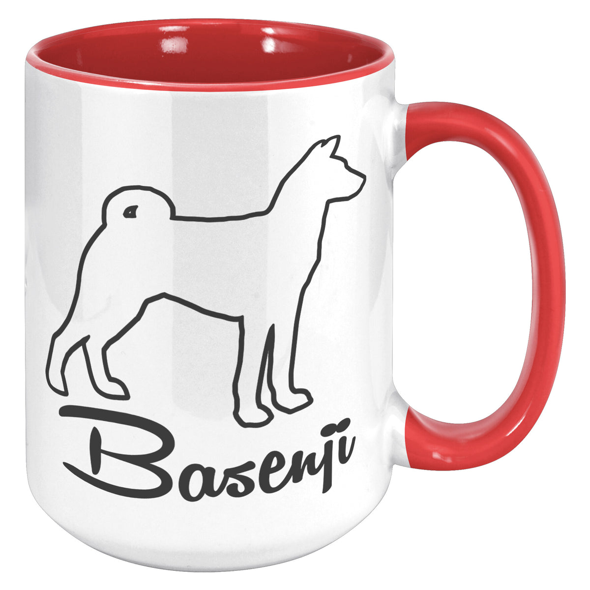 Basenji Dog Outlined Silhouette 15oz Accent Mug