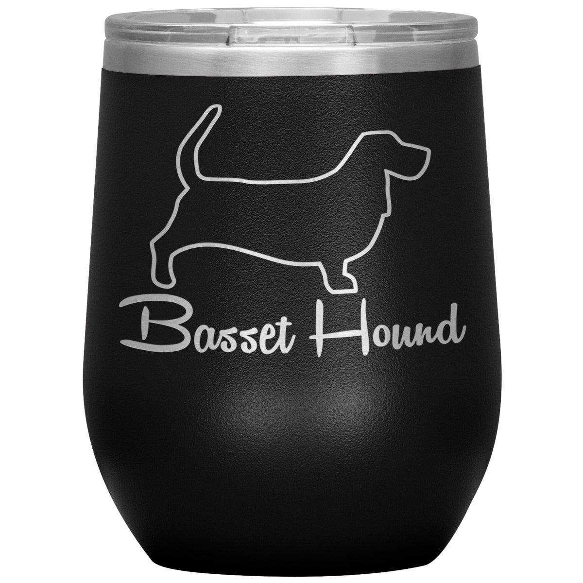 Basset Hound Dog Outlined Silhouette 12oz Wine Insulated Tumbler