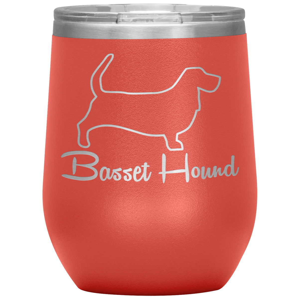 Basset Hound Dog Outlined Silhouette 12oz Wine Insulated Tumbler