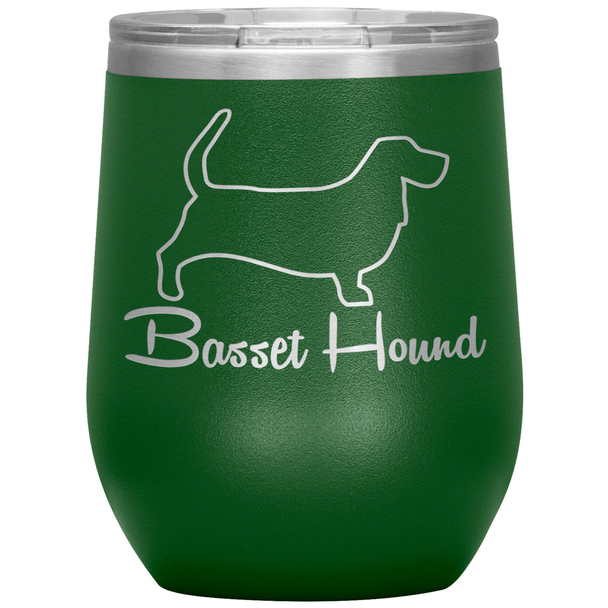Basset Hound Dog Outlined Silhouette 12oz Wine Insulated Tumbler