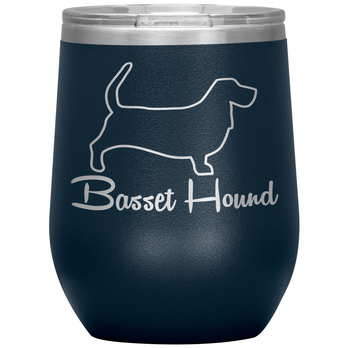 Basset Hound Dog Outlined Silhouette 12oz Wine Insulated Tumbler