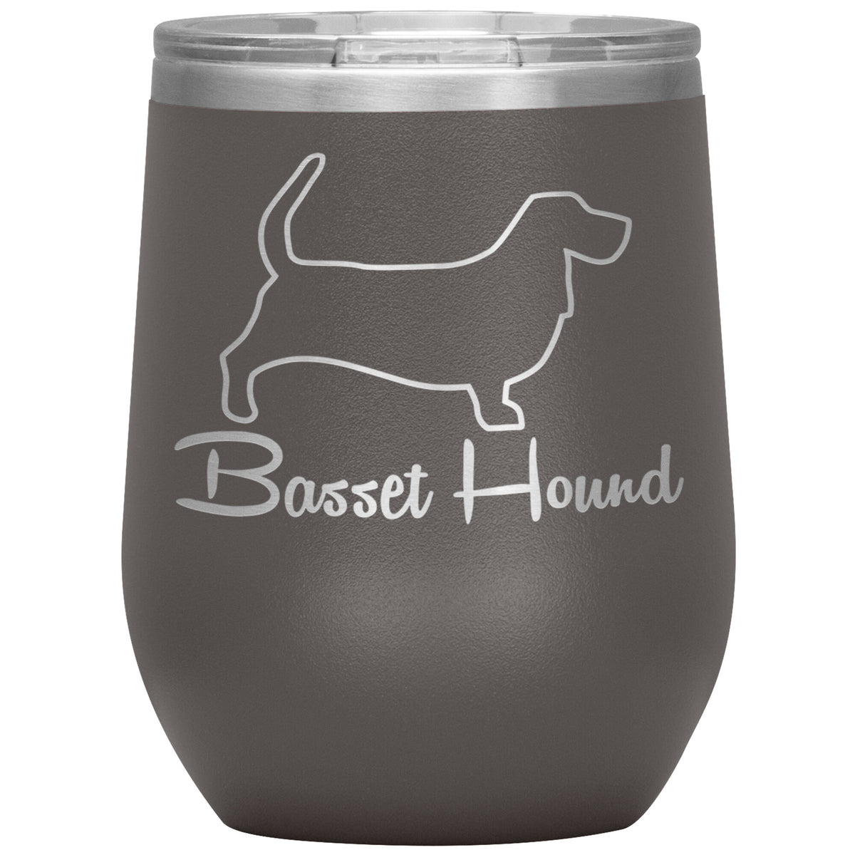 Basset Hound Dog Outlined Silhouette 12oz Wine Insulated Tumbler