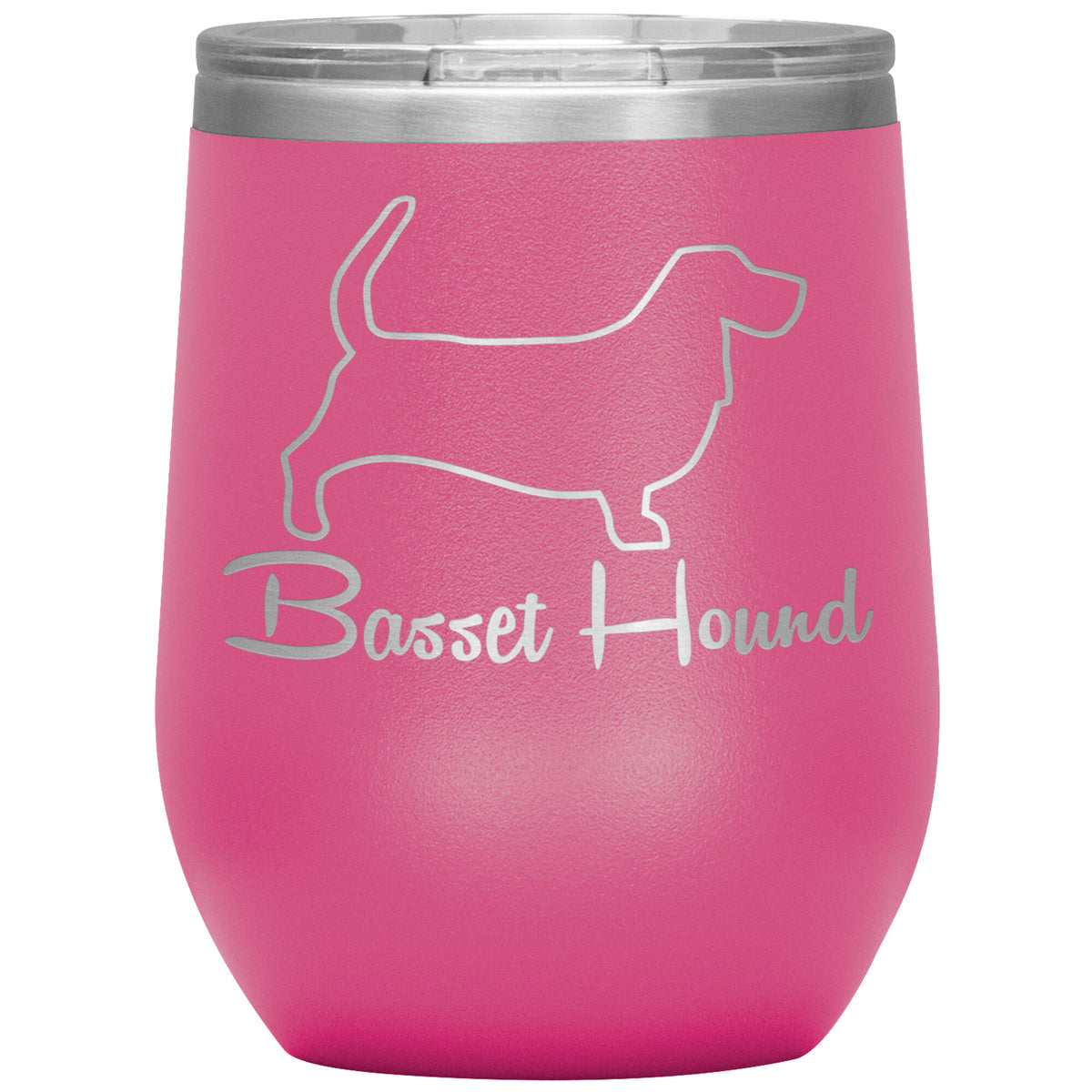 Basset Hound Dog Outlined Silhouette 12oz Wine Insulated Tumbler