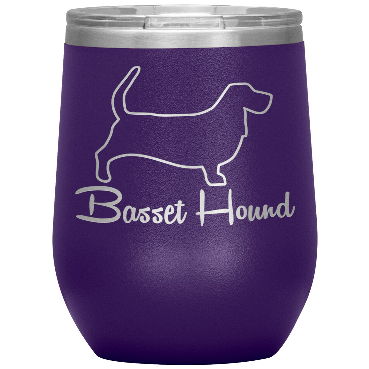 Basset Hound Dog Outlined Silhouette 12oz Wine Insulated Tumbler