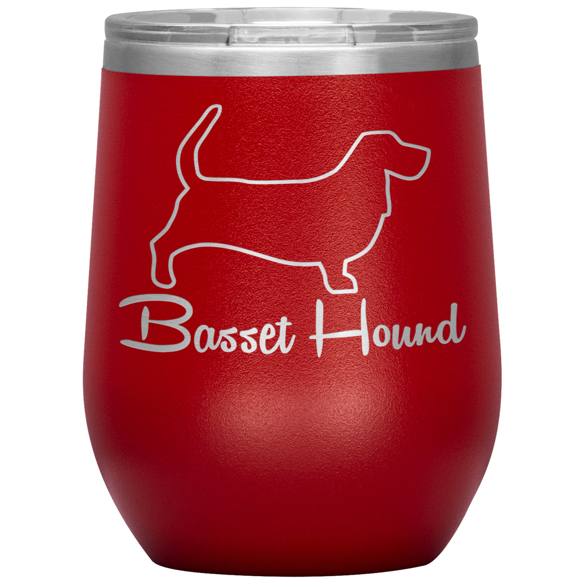 Basset Hound Dog Outlined Silhouette 12oz Wine Insulated Tumbler