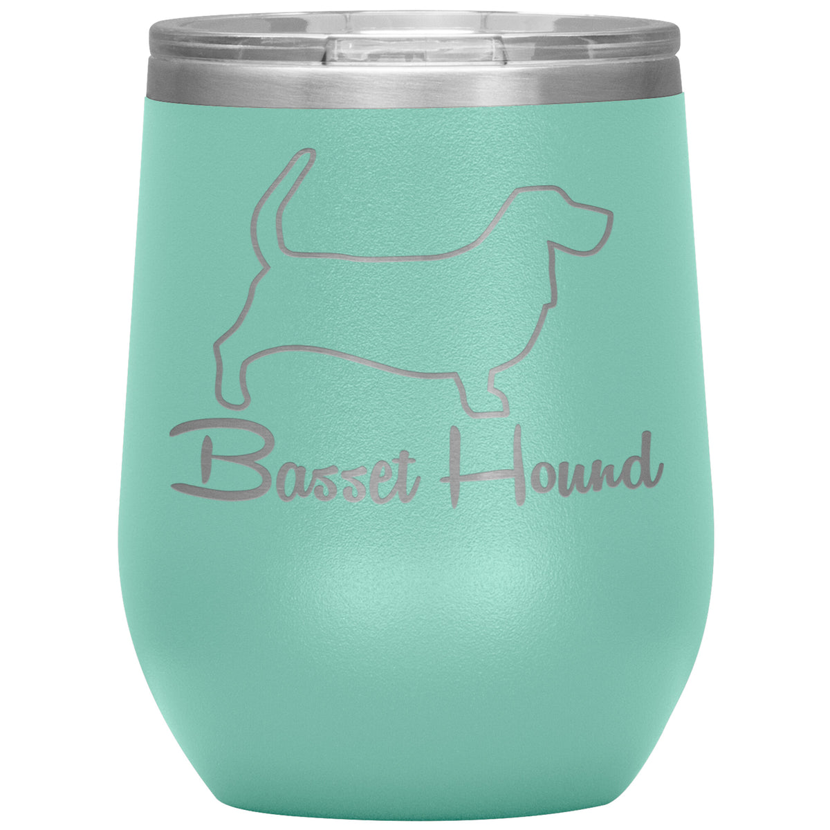 Basset Hound Dog Outlined Silhouette 12oz Wine Insulated Tumbler