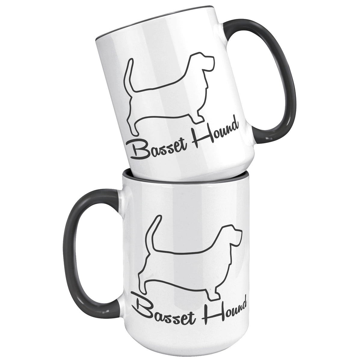 Basset Hound Dog Outlined Silhouette 15oz Accent Mug
