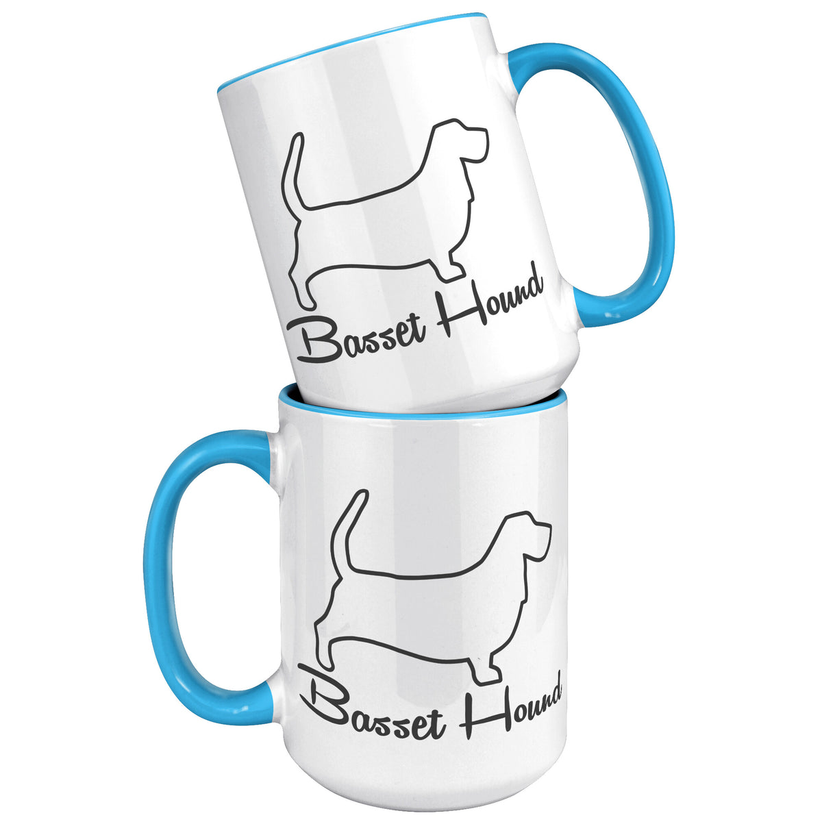Basset Hound Dog Outlined Silhouette 15oz Accent Mug