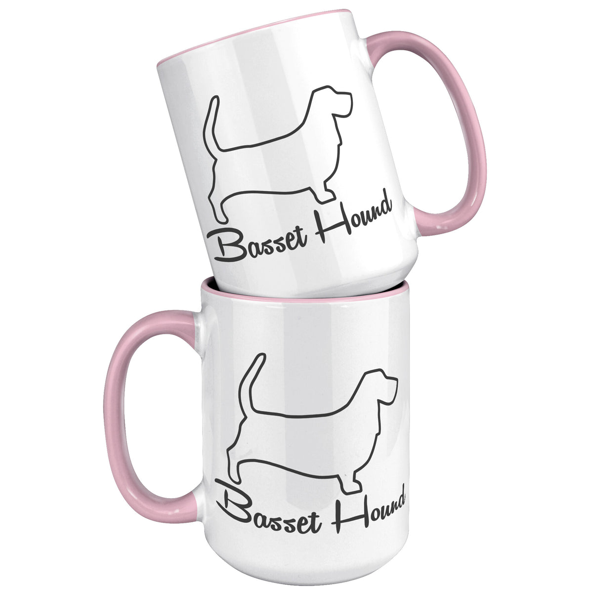 Basset Hound Dog Outlined Silhouette 15oz Accent Mug