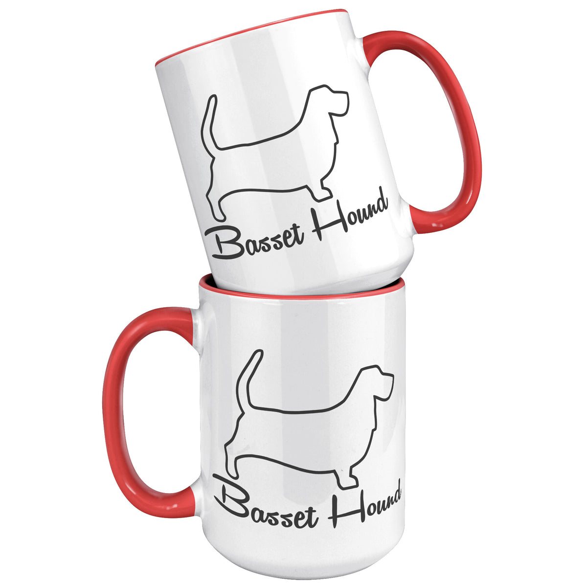 Basset Hound Dog Outlined Silhouette 15oz Accent Mug