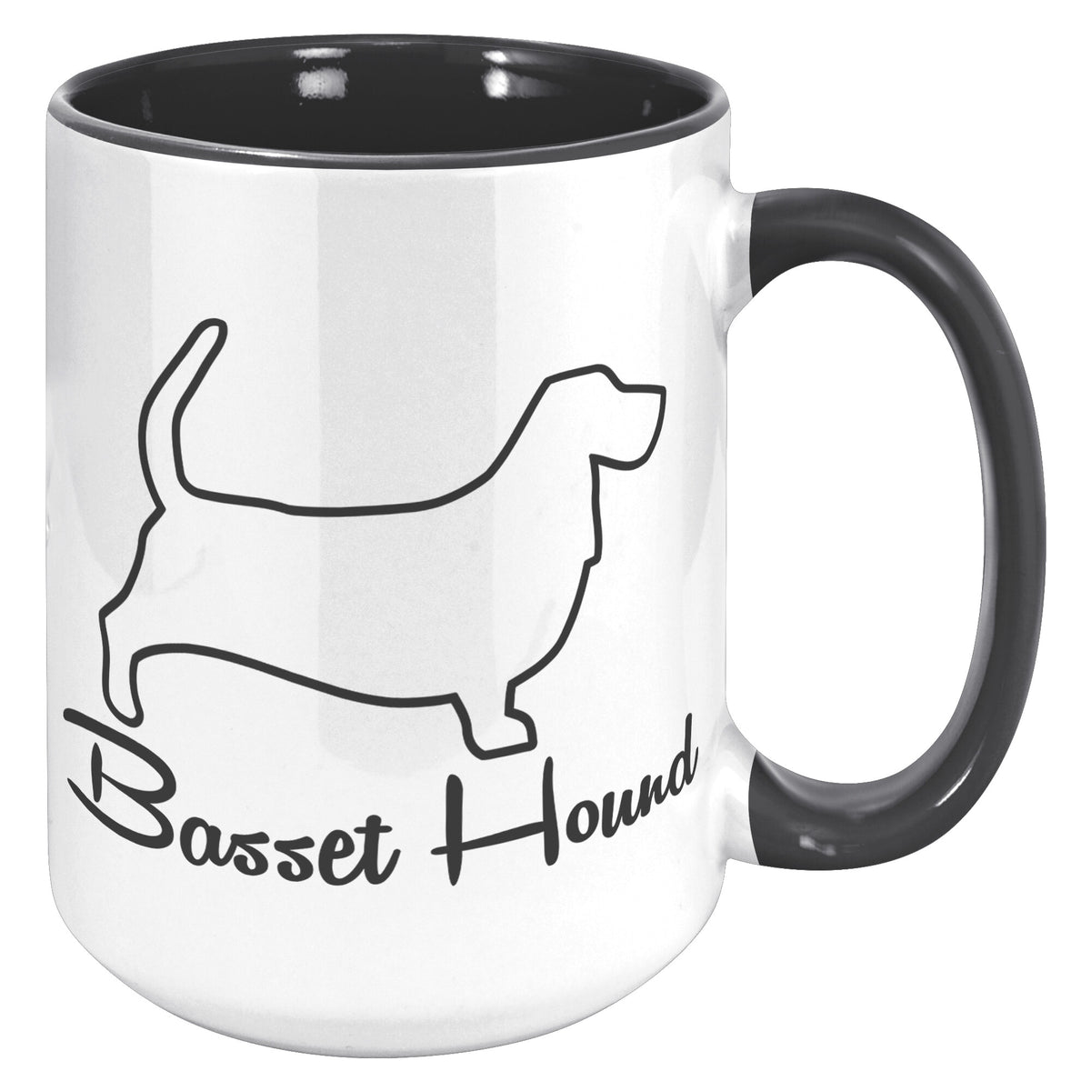 Basset Hound Dog Outlined Silhouette 15oz Accent Mug