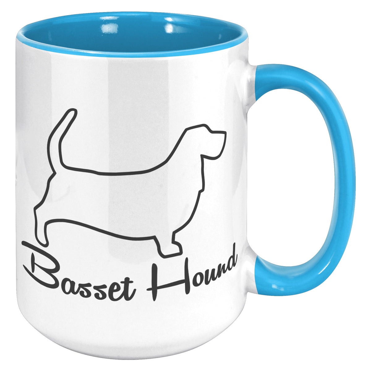 Basset Hound Dog Outlined Silhouette 15oz Accent Mug