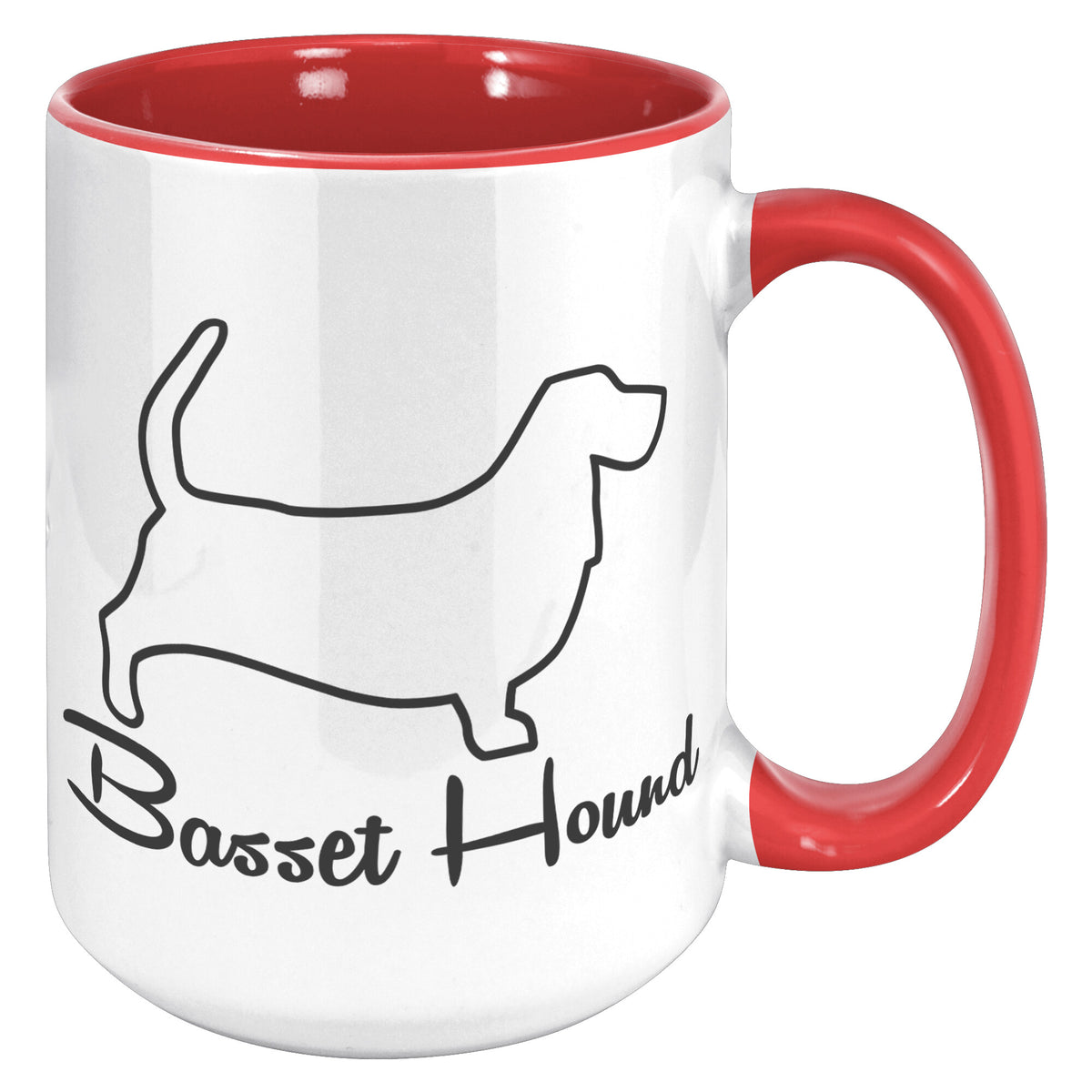 Basset Hound Dog Outlined Silhouette 15oz Accent Mug