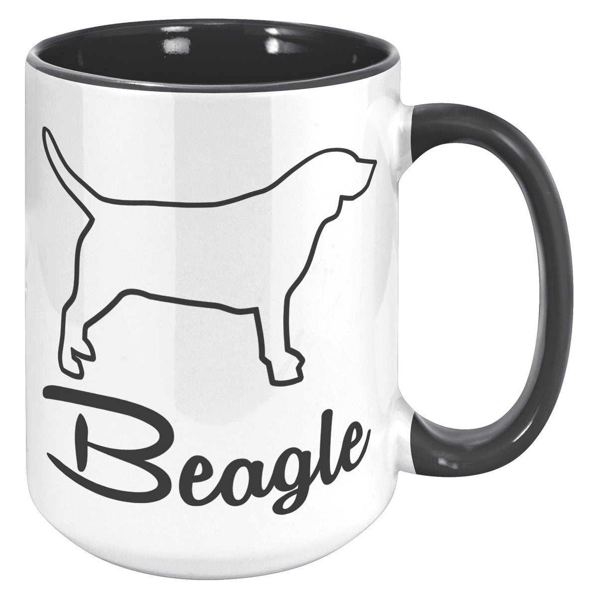 Beagle Dog Outlined Silhouette 15oz Accent Mug