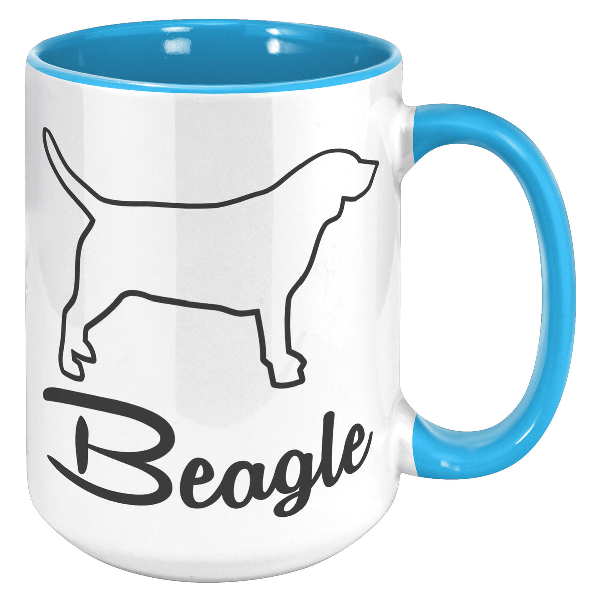 Beagle Dog Outlined Silhouette 15oz Accent Mug