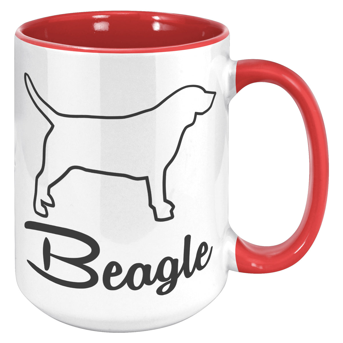 Beagle Dog Outlined Silhouette 15oz Accent Mug