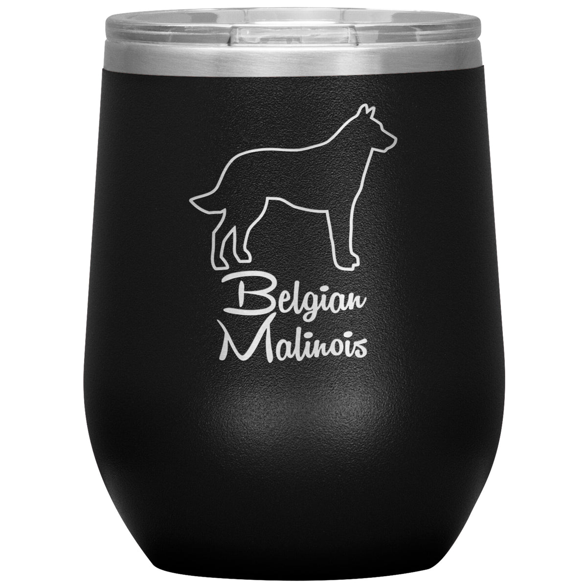 Belgian Malinois Dog Outlined Silhouette 12oz Wine Insulated Tumbler