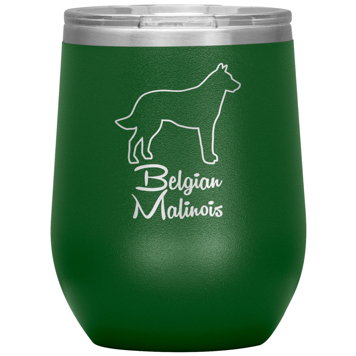 Belgian Malinois Dog Outlined Silhouette 12oz Wine Insulated Tumbler