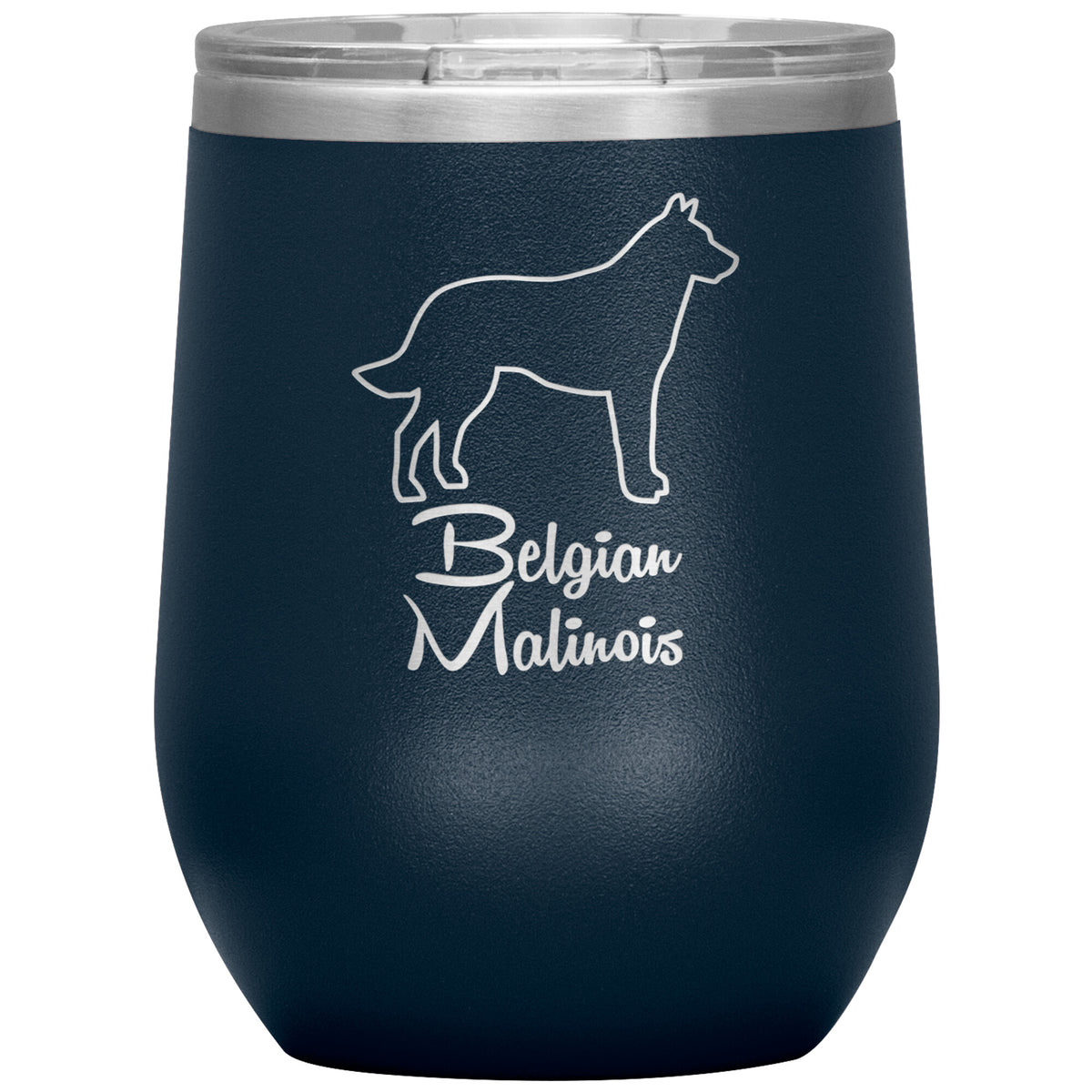 Belgian Malinois Dog Outlined Silhouette 12oz Wine Insulated Tumbler