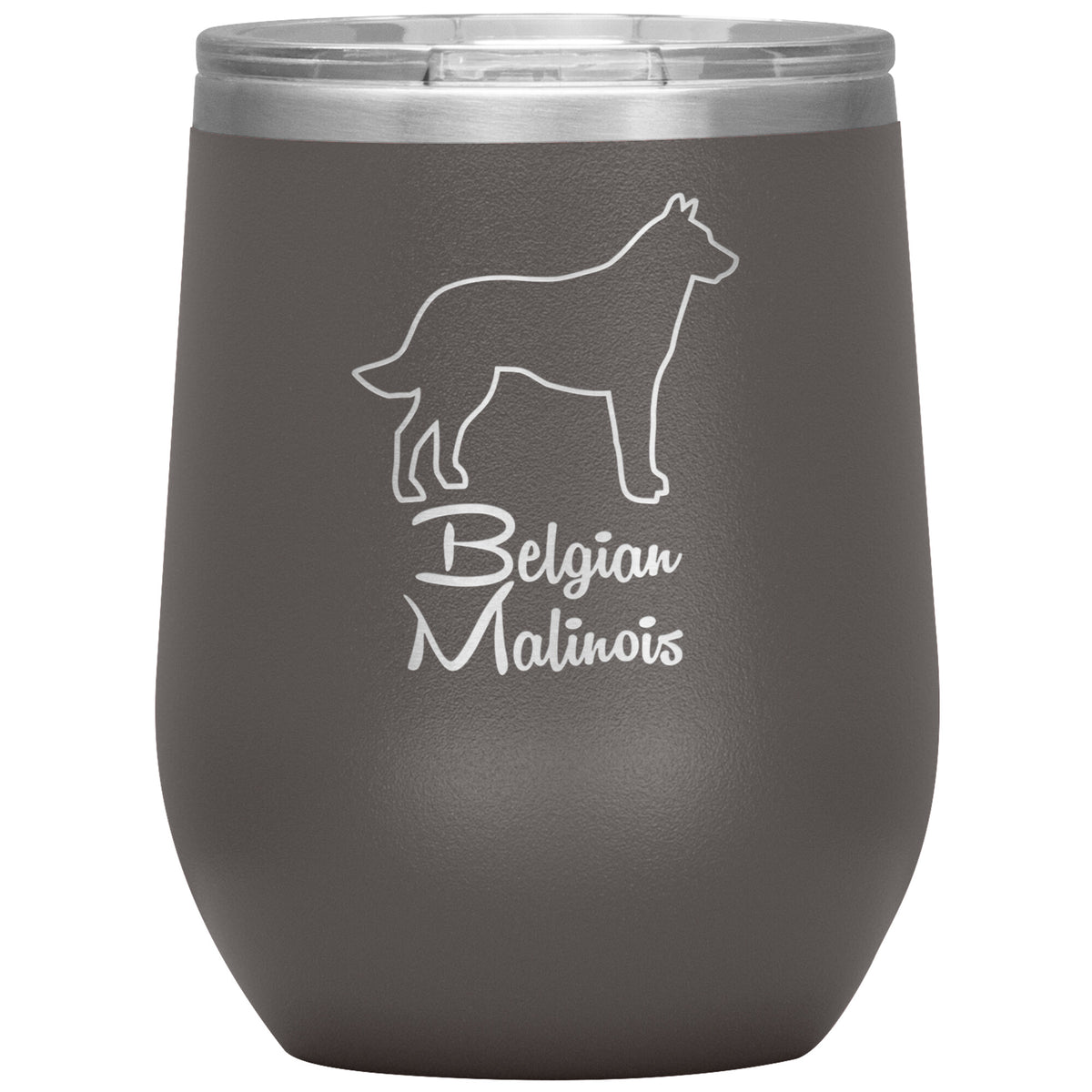 Belgian Malinois Dog Outlined Silhouette 12oz Wine Insulated Tumbler