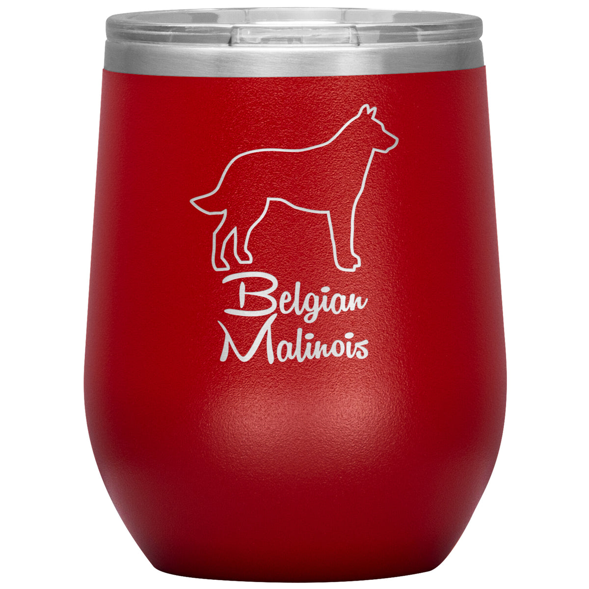 Belgian Malinois Dog Outlined Silhouette 12oz Wine Insulated Tumbler
