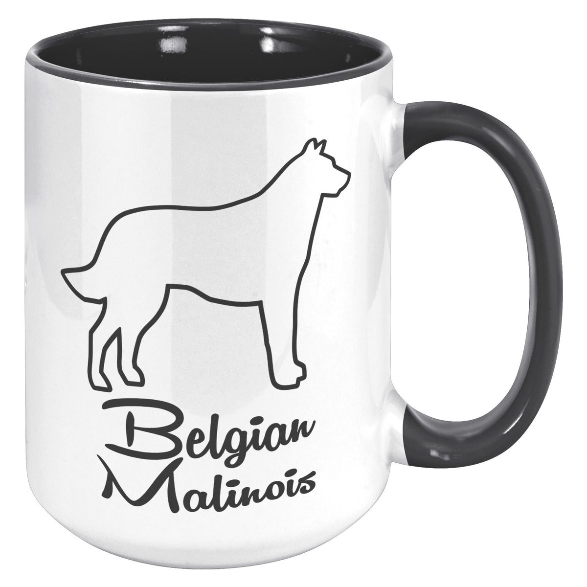 Belgian Malinois Dog Outlined Silhouette 15oz Accent Mug