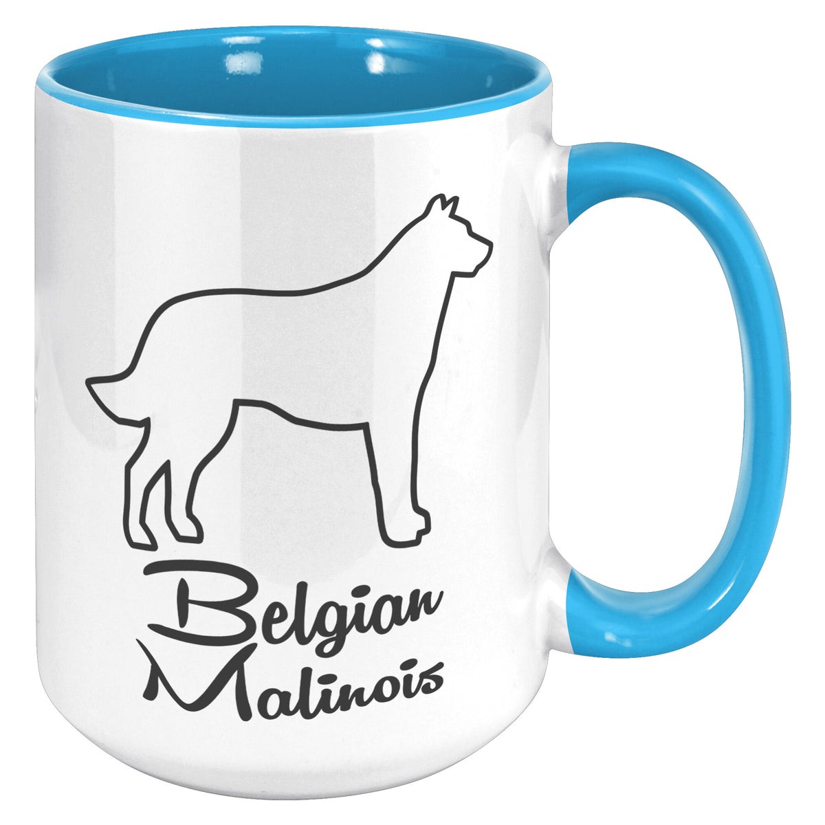 Belgian Malinois Dog Outlined Silhouette 15oz Accent Mug