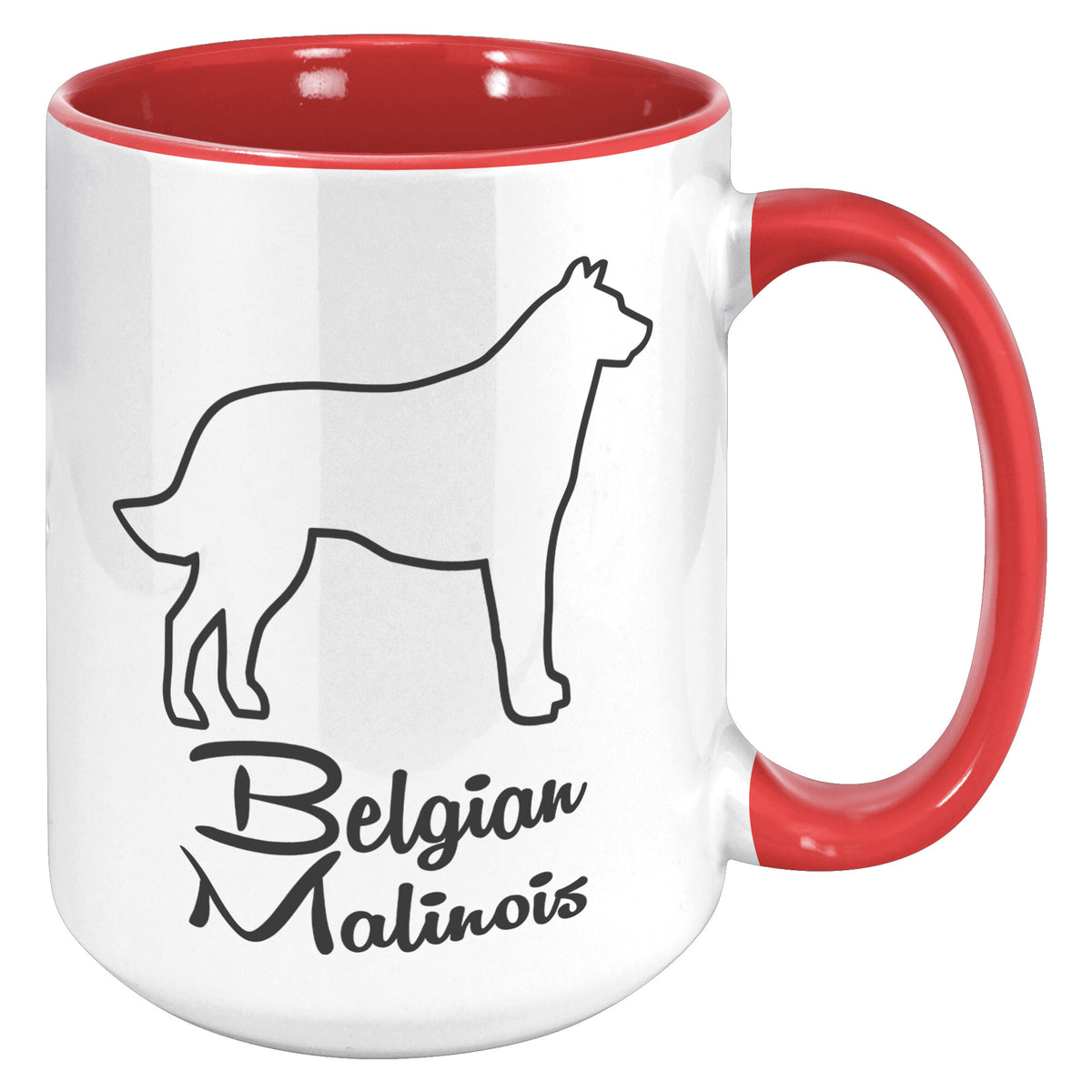 Belgian Malinois Dog Outlined Silhouette 15oz Accent Mug