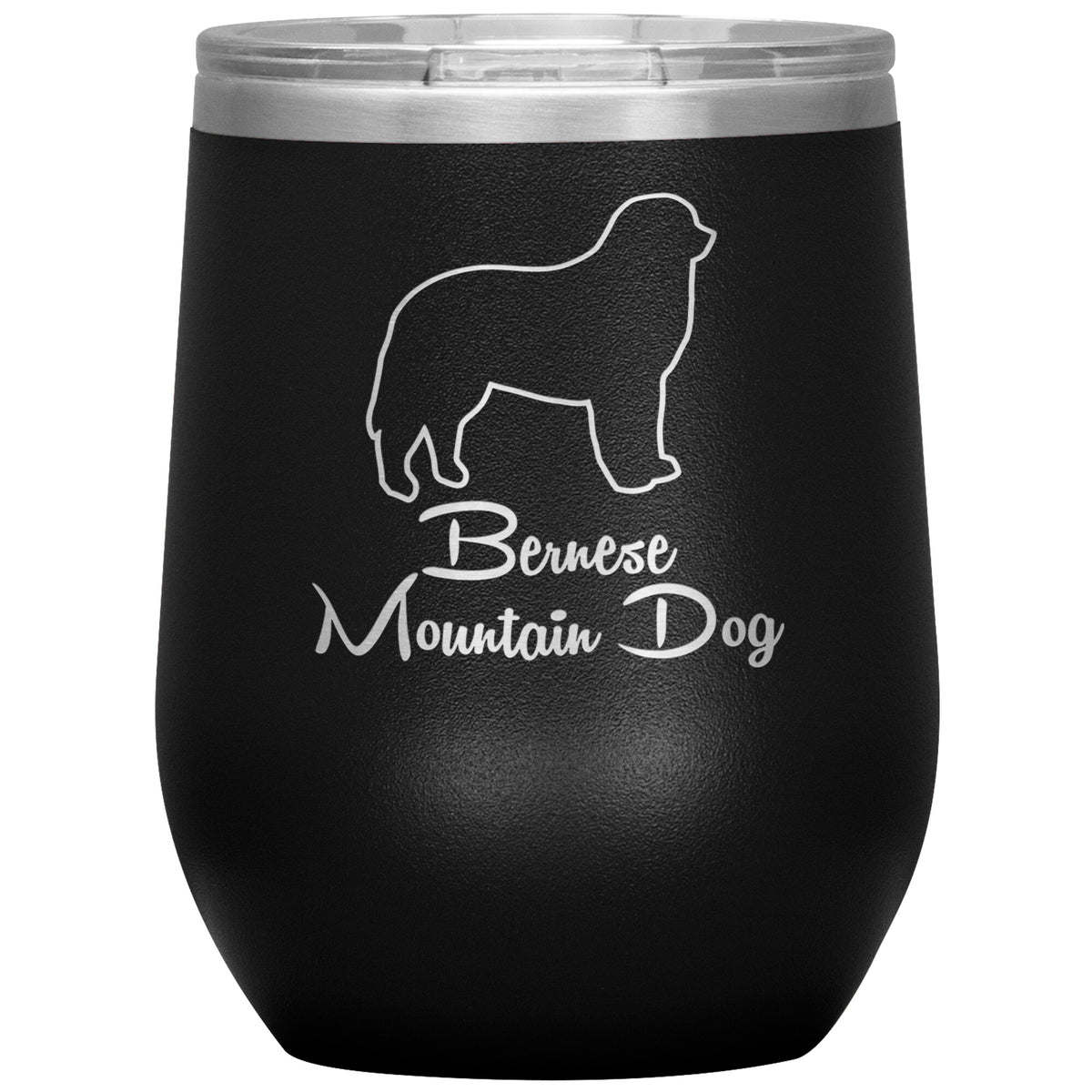 Bernese Mountain Dog Outlined Silhouette 12oz Wine Insulated Tumbler