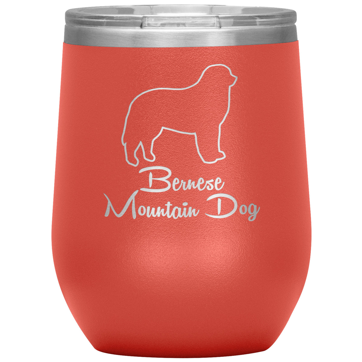 Bernese Mountain Dog Outlined Silhouette 12oz Wine Insulated Tumbler