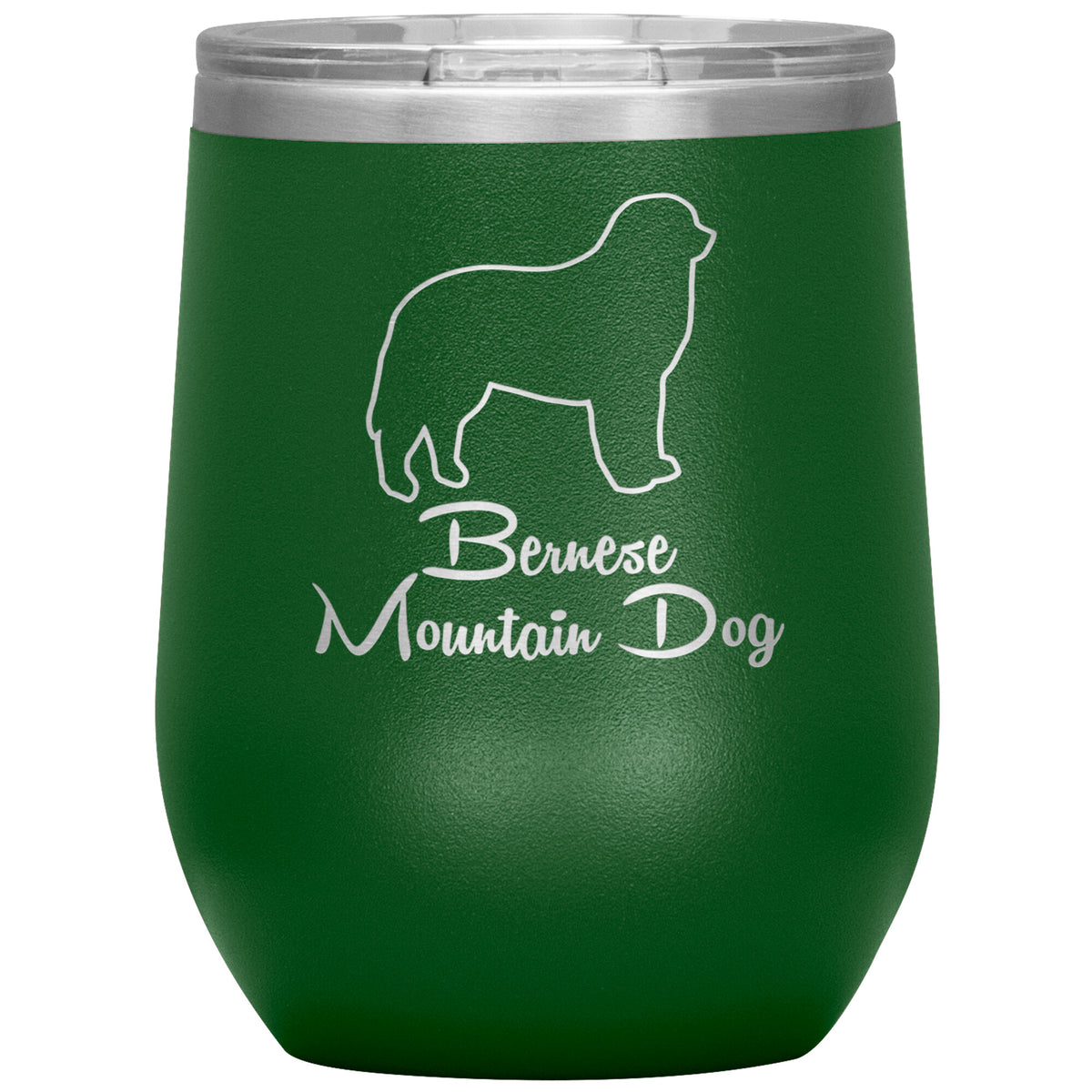 Bernese Mountain Dog Outlined Silhouette 12oz Wine Insulated Tumbler