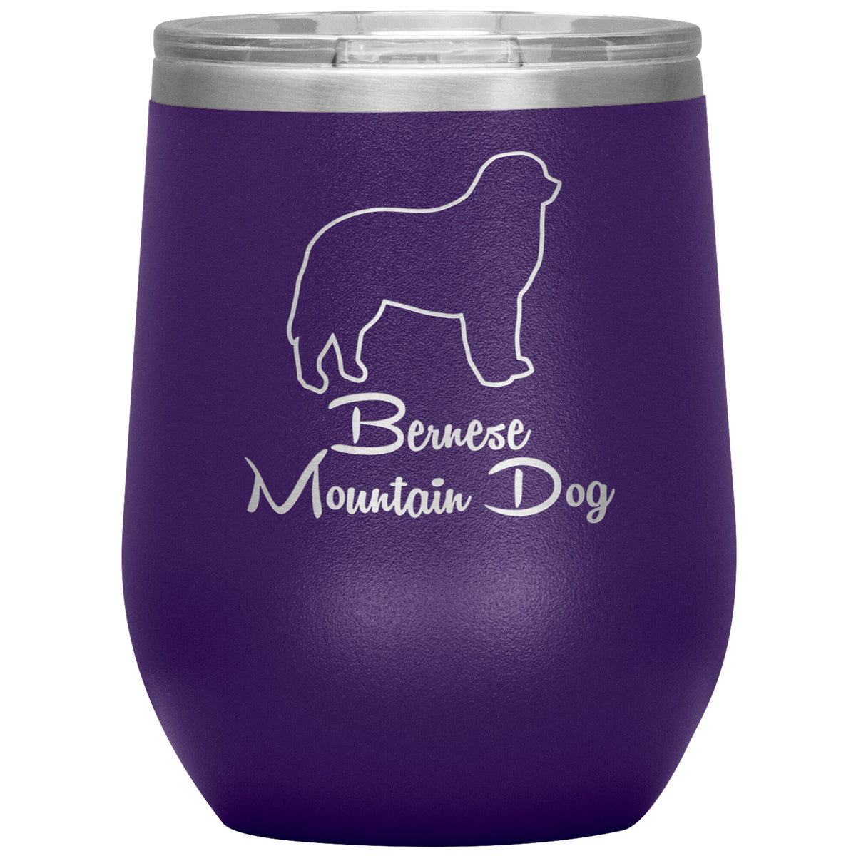Bernese Mountain Dog Outlined Silhouette 12oz Wine Insulated Tumbler