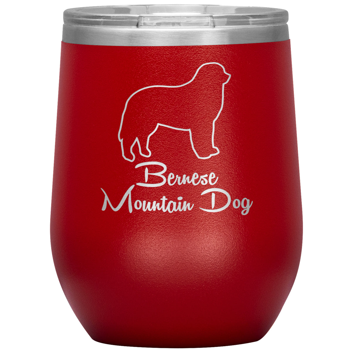 Bernese Mountain Dog Outlined Silhouette 12oz Wine Insulated Tumbler