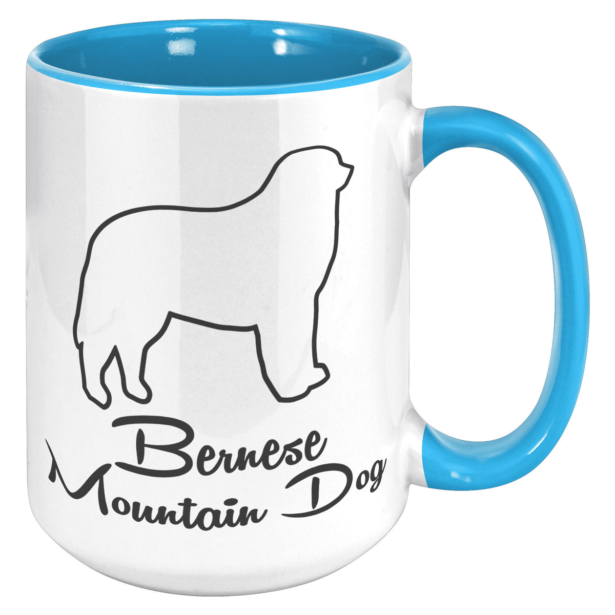 Bernese Mountain Dog Outlined Silhouette 15oz Accent Mug