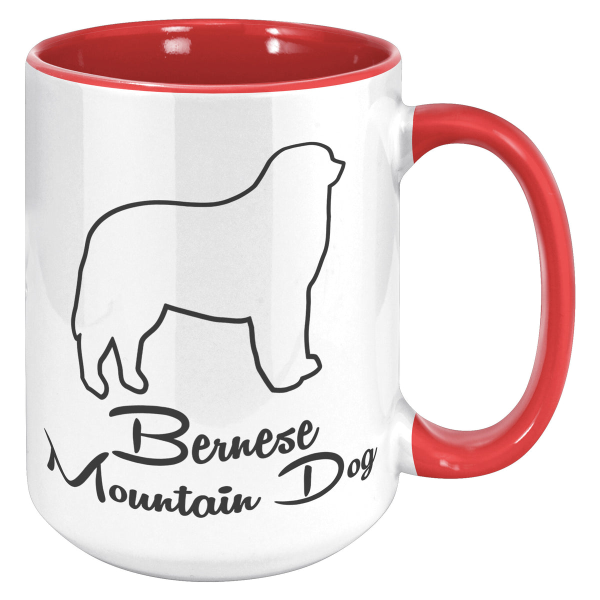 Bernese Mountain Dog Outlined Silhouette 15oz Accent Mug
